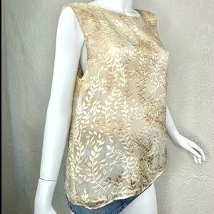 Tamotsu Fits 14 Viscose Silk Leaf Sleeveless Top